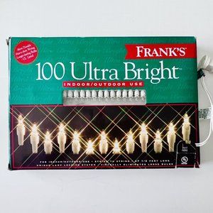 Vintage FRANK'S 100 Ultra Bright WHITE Miniature Christmas Lights Indoor/Outdoor